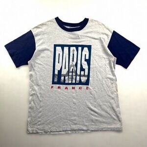 VTG FREEZE L Paris France Eiffel Tower Single Stitch T Shirt Mens Grey Blue USA